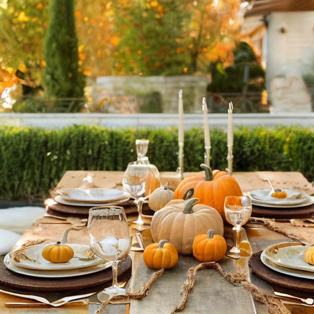 thanksgiving table setting with festive decorations in Downtown Culver City